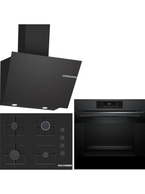 Bosch Siyah 3 Lü Ankastre Set 382 ( HJG852YT0T - POP7C6P30O - DWK66PJ60T  ) 67CM Ocak - 3D Fry Hava ile Kızartma