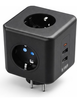 Renklime Elektronik Cihazlar Için Akım Korumalı 3 Prizli Usb’li Küp Priz