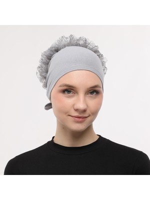 Sensu Önü Dikişli Arkadan Bağlamalı Topuz Dantelli Fırfırlı Tesettür Iç Bone