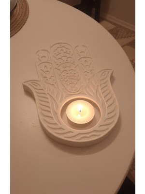 Safir Design El Yapımı Fatma Ana Eli Mumluk - Şans ve Bereket Temalı Dekoratif Hamsa Obje
