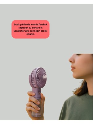 Datatek Şarjlı Su Buharlı El Vantilatörü – Taşınabilir Serinletici Fan