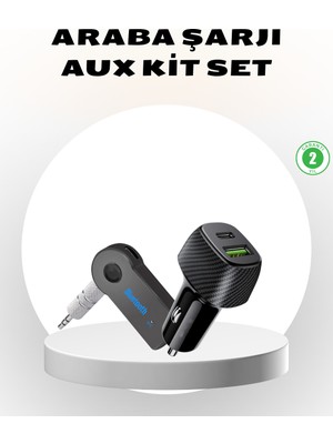 Datatek Bluetooth Aux Çevirici ve Pd Destekli Araç Şarj Cihazı 2’li Set