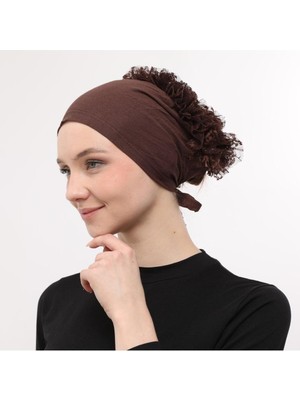 Sensu Önü Dikişli Arkadan Bağlamalı Topuz Dantelli Fırfırlı Tesettür Iç Bone