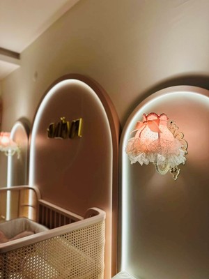 Lulu Avizem Luluavizem Patentli Elde Yıkanabilir Başlıklı Bebek Çocuk Genç Odası Puantiye Pembe Aplik