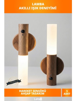Letsii Akıllı Sensörlü Ahşap Tasarımlı Lamba