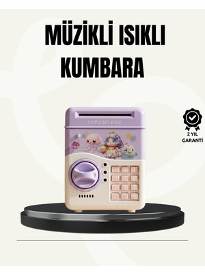 Renklime Elektronik Şifreli Atm Görünümlü Çocuk Kumbarası Mor