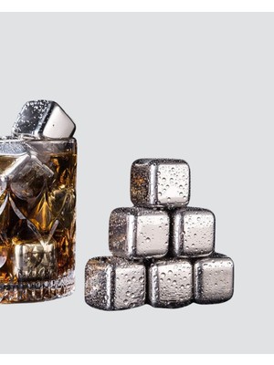 Renklime Paslanmaz Metal Buz Küpleri Seti Klipsli Sulandırmadan Soğutma Özellikli