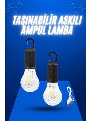 Renklime Askılı Kırılmaz LED Işık Kamp Bahçe Lambası Taşınabilir LED Ampul Şarjlı