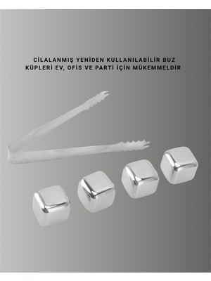 Renklime Çevre Dostu Metal Buz Küpü ve Kullanışlı Klips Seti
