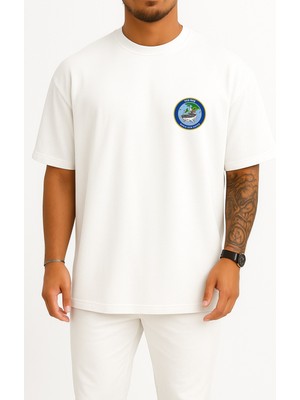 Bahriyeli Collection Oversize Tcg Kaş Cep ve Sırt Baskılı Unisex T-Shirt