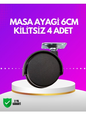 Renklime Masa ve Koltuk Için Kilitsiz Tekerlek Seti 6 cm