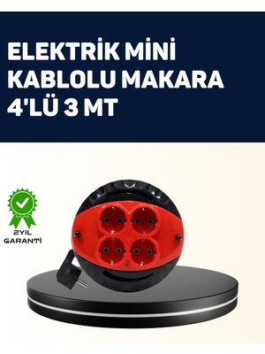 Renklime Ev ve Ofis Için 3 Metre Kablolu 4 Priz Makarası