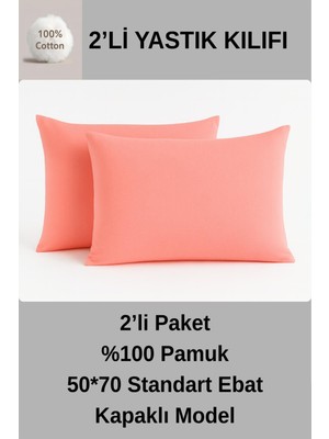 Renklime %100 Pamuk Yastık Kılıfı 50*70 ( 2 Adet)-Turuncu
