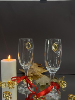 Renklime Şampanya Kadehi Yüzük Figürlü 2'li