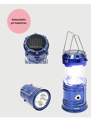 Renklime Güneş Enerjili Katlanabilir Kamp Feneri – USB Şarjlı, Hafif ve Çok Fonksiyonlu