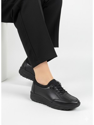 Kaof Shoes Kadın Siyah Günlük Ayakkabı Casual Ayakkabı Klasik Ayakkabı Anne Ayakabısı Ortopedik Anne Babet