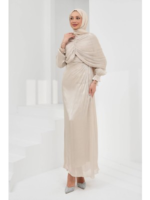 İmaj Butik Taş Önü Drapeli Seyyar Pelerinli Abiye