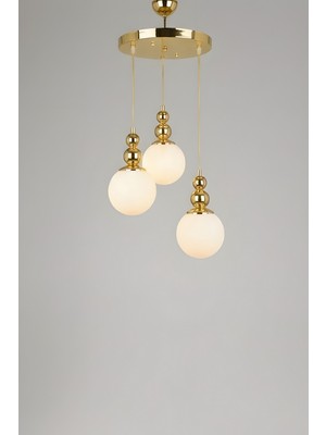 Ronisu Aydınlatma Purina 3 Camlı Avize - Oturma Odası, Salon, Mutfak Uyumlu Camlı Avize