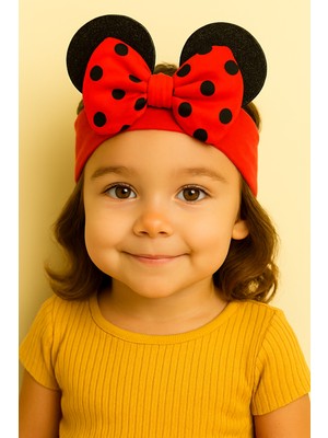 Eray Kids Kız Çocuk Dolgulu Puantiye Detaylı Fiyonklu Mickey Detaylı Günlük Bandana 3'lü Takım (2-5 Yaş)