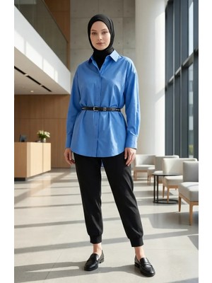 Sefa Merve Beli Lastikli Pantolon 71125-09 Siyah