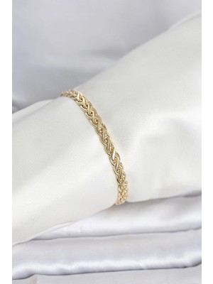 Erbilden Erb cm 14K Gold Renk Sarmal Zincir Model Kadın Bileklik