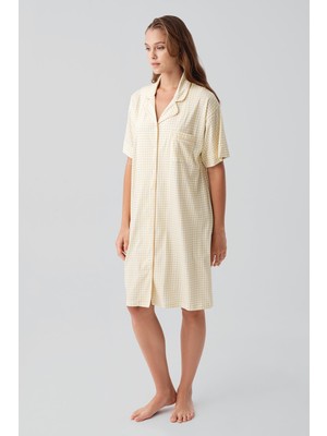Artış Collection Kısa Kollu Düğmeli Esnek Pamuklu Gecelik 19101