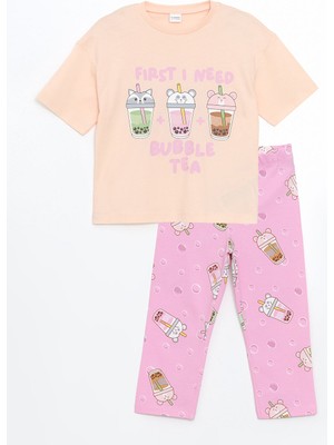 Lc Waikiki Yeni Sezon Bisiklet Yaka Kız Çocuk Tişört ve Tayt