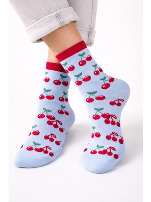 Katia & Bony Kadın Kiraz Desenli Soket Çorap Mavi