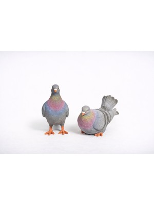 Doremcy Dekoratif Güvercin Biblo 2’li Set Polyester Kuş Obje Balkon Bahçe Salon Ev Dekorasyonu Hediyelik