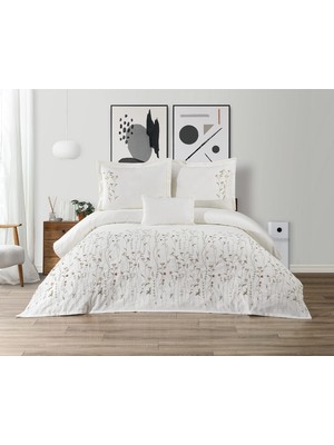 Calantha Home Collection Bohem  Çiçekli 4 Parça Kahverengi  Pike Takımı  240 x 260 cm