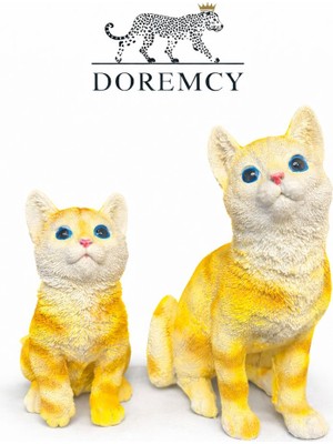 Doremcy Sevimli Kedi Biblo 2’li Set Polyester Dekoratif Ev Salon Hediye Figür Obje