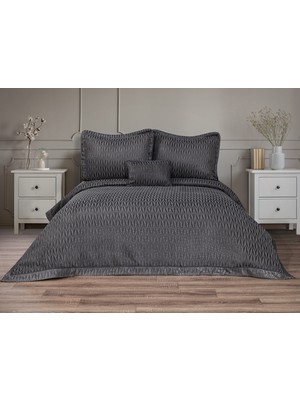 Calantha Home Collection Lukes Geometrik 4 Parça Siyah  Pike Takımı  240 x 260 cm