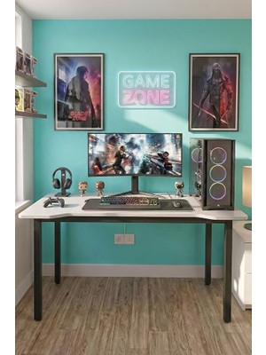 RetoDesign 100 Beyaz Oyun Çalışma Masası Gaming Masa Ofis Masası 8100
