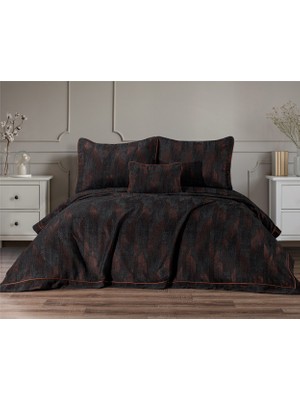 Calantha Home Collection Berru Geometrik 4 Parça Antrasit  Pike Takımı  240 x 260 cm