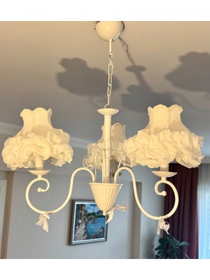 Lulu Avizem Luluavizem Patentli Pantone 2026 Cloud Dancer Ekru 3 Kollu Elde Yıkanabilir Avize