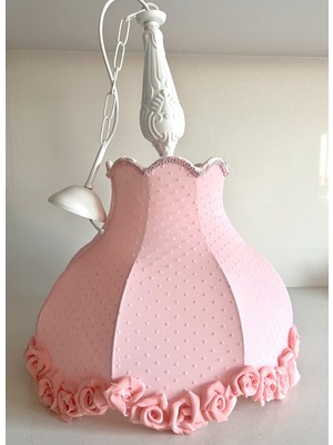 Lulu Avizem Luluavizem Sade Şık Pudra Puantiye Gül Detay Elde Yıkanabilir Başlık Sarkıt Avize