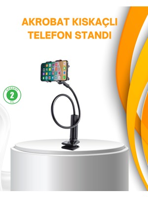 Renklime Esnek Gövdeli Mandallı Masaüstü Telefon Tutucu