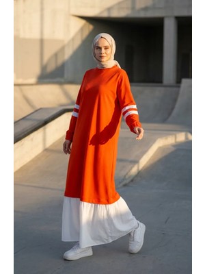Garnili Sportif Tesettür Elbise 71079-01 Oranj