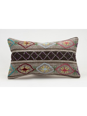 Kilim Wholesale El Yapımı Kilimden Yapılmış Vintage Kırlent Kılıfı, Yün, 30X50 cm