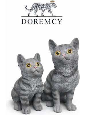 Doremcy Sevimli Kedi Biblo 2’li Set Polyester Dekoratif Ev Salon Hediye Figür Obje