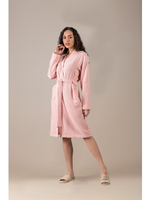 Barine Waffle Gofre Dokulu Pike Bornoz Beyaz