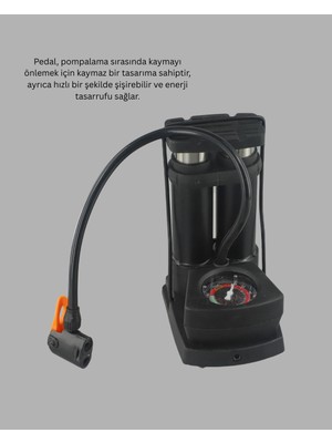 Renklime Kaymaz Pedallı Ayaklı Hava Pompası Tüm Supap Uyumlu