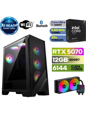 MSI Şafak-Gaming Pc | Yapay Zeka Destekli | Intel Core Ultra 7 265KF | Rtx 5070 12GB | 32 GB Ddr5 Ram | H810 Anakart | 1tb Nvme 5000 4000 | 240MM Sıvı Soğutma