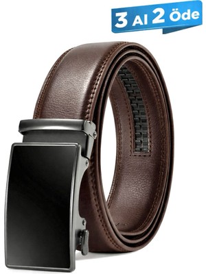 Bosskan Kahverengi Otomatik Tokalı Deliksiz Klasik Erkek Kemeri