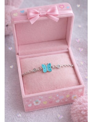 925 Ayar Gümüş Mineli Kelebek Kız Çocuk Bileklik