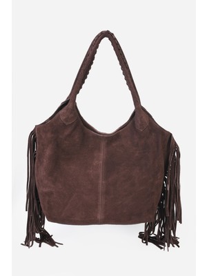 Alessia Bag Valeria Püskül Detaylı Hakiki Süet Deri Çanta