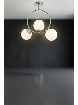 Ronisu Aydınlatma Eluxo 3 Camlı Avize - Oturma Odası, Salon, Mutfak Uyumlu Camlı Avize