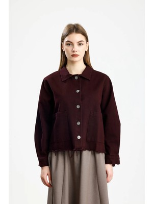 İVRESSE Pamuklu Gabardin Cepli Fıt Ceket Bordo