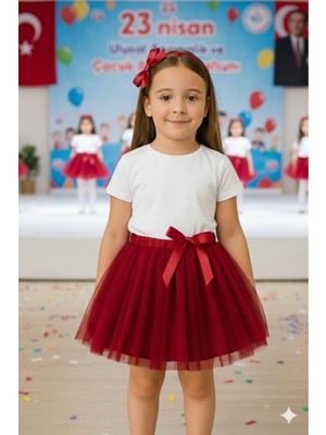 Kız Çocuk Tütü Etek Beli Lastikli 5-10 Yaş, Kırmızı