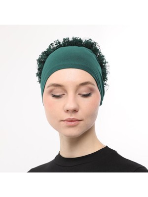 Sensu Önü Dikişli Arkadan Bağlamalı Topuz Dantelli Fırfırlı Tesettür Iç Bone